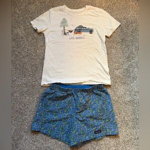 Patagonia small shorts and t shirt
